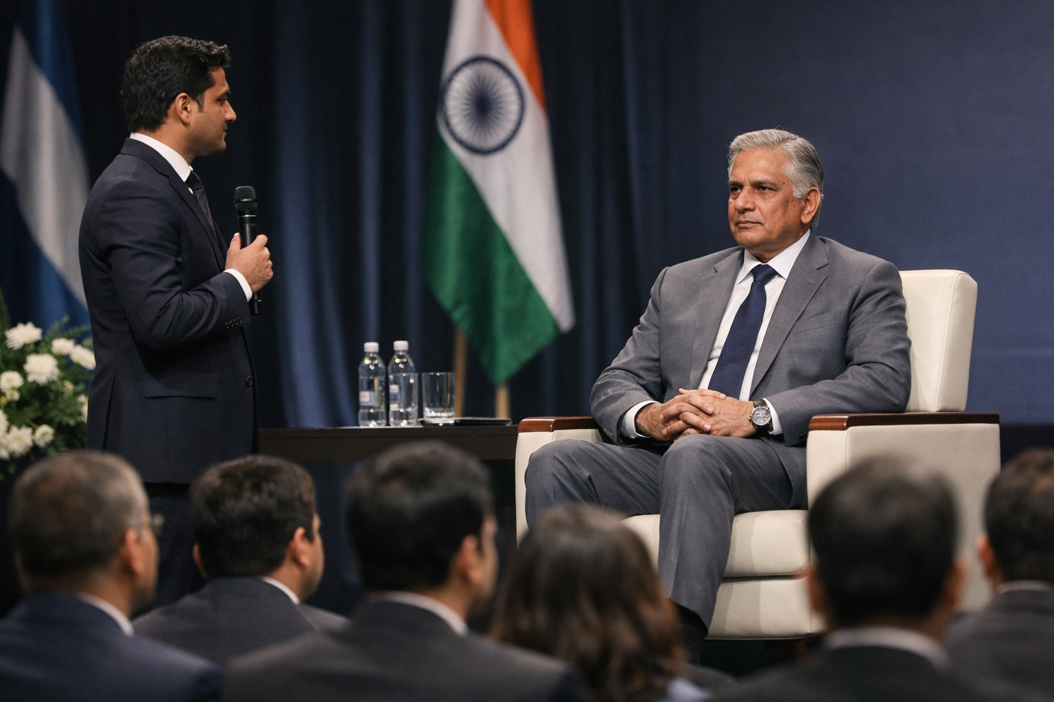 Anchor introducing a chief guest professionally on stage